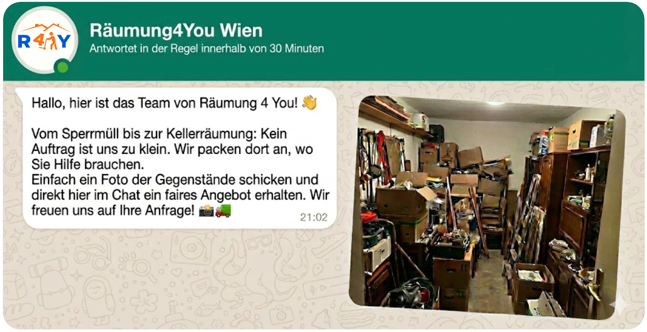 Räumungen und Entrümpelungen anfragen – WhatsApp Kontakt